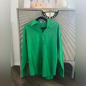 Green Button Up Top